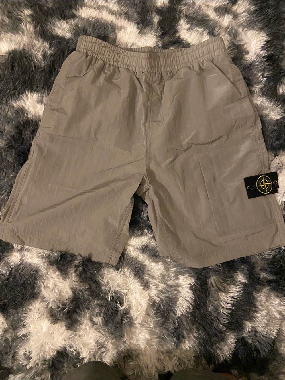 Stone Island Men’s Taupe Cargo Shorts with Signature Patch